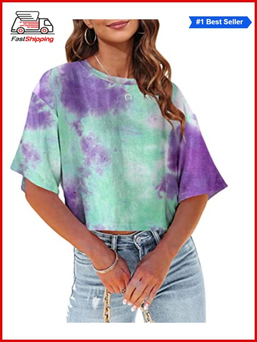 ✨Summer Crop Top Half Sleeve Tie Dye Cropped T-Shirt Casual Relax Fit